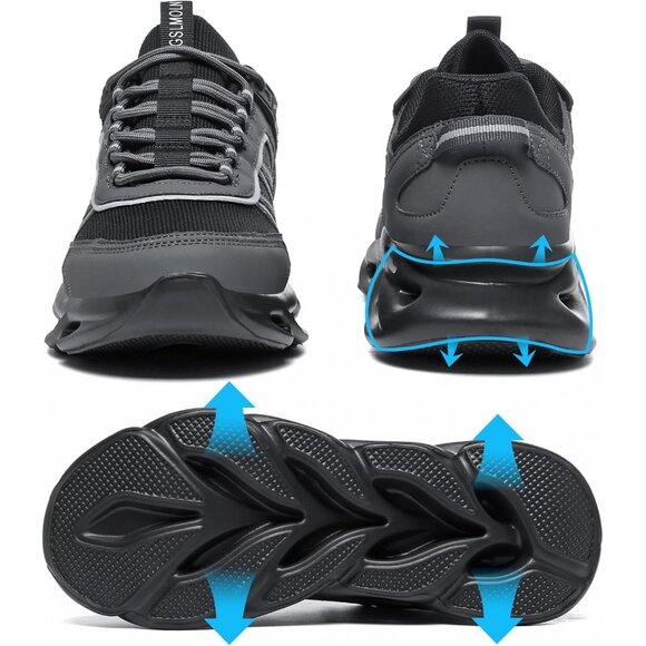 Men's Black White Cross Training Walking Running Tennis Sneakers Athletic Shoes - Picture 4 of 8